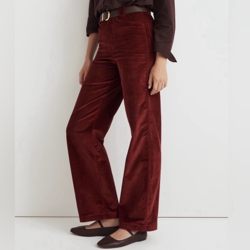 MADEWELL EMMETT WIDE-LEG NWT Women’s Size 26P Corduroy Pants Color Bordeaux